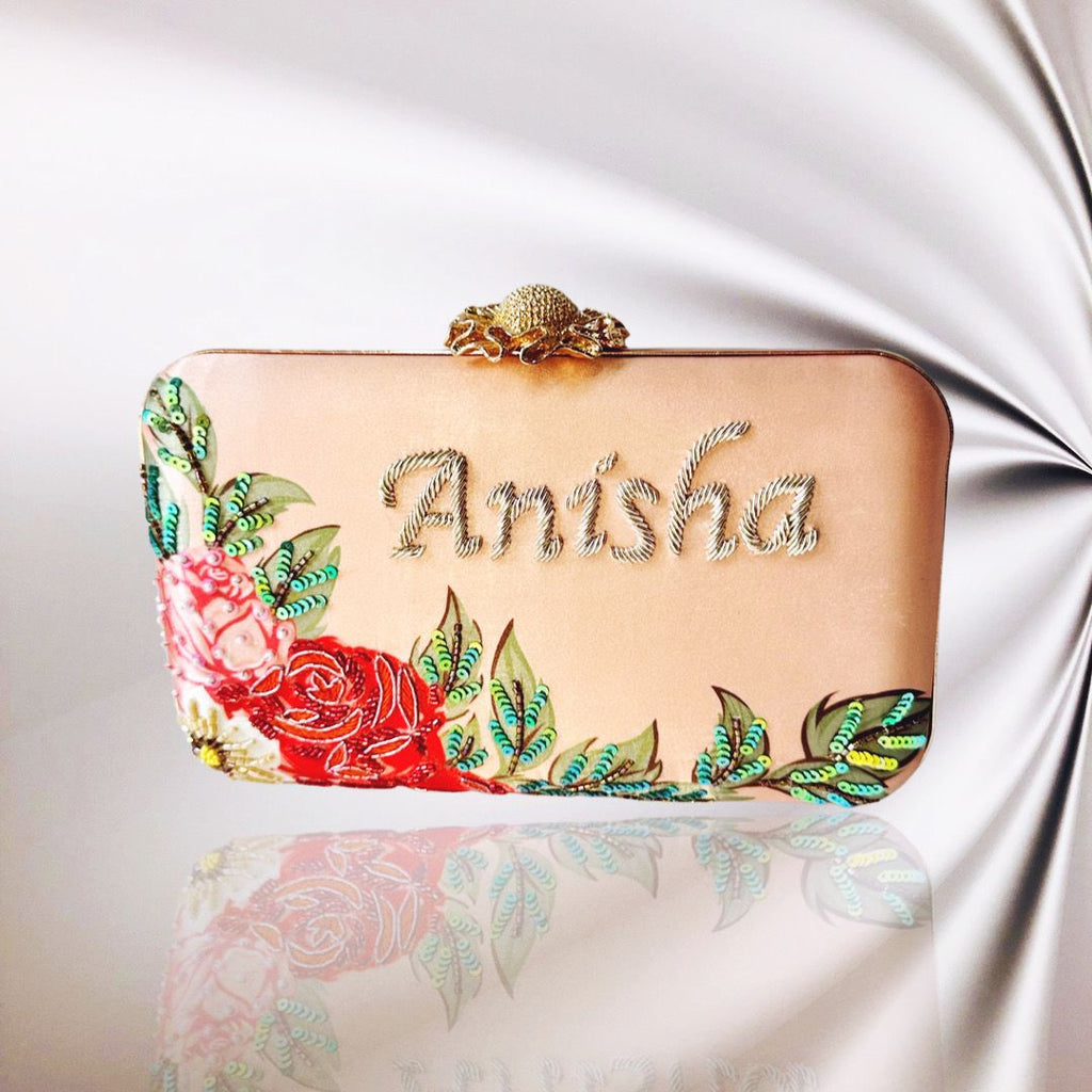 Custom Designer Handbag - Peach Floral - Jaipur Rose