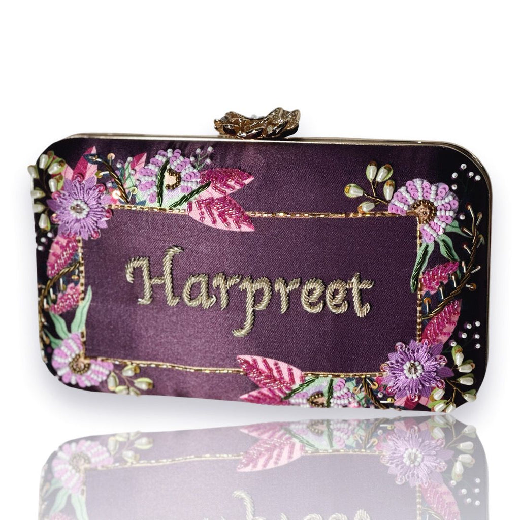 Custom Designer Handbag - Purple Floral - Jaipur Rose