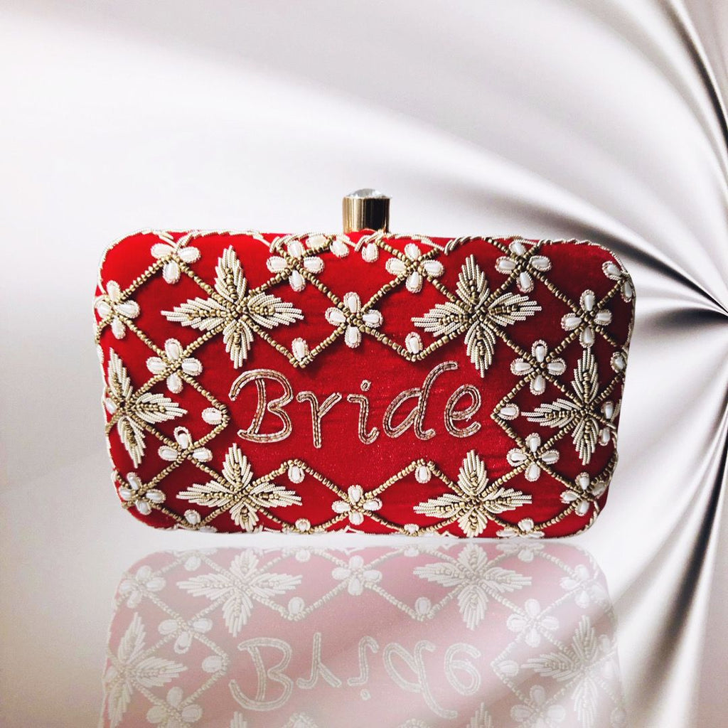Custom Designer Handbag - Red Pearl Motif - Jaipur Rose