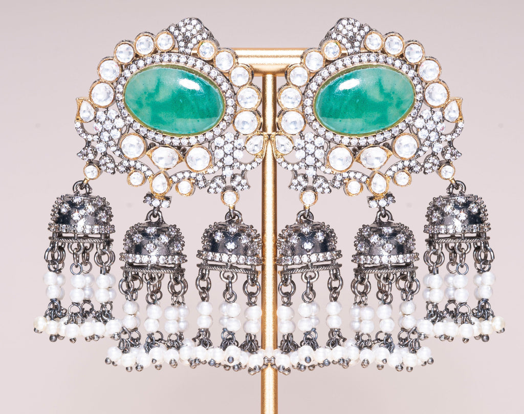 Nagma Statement Indian Jewelry Earrings - Jaipur Rose Modern Luxury Designer Indian Jewelry - Jaipur Rose