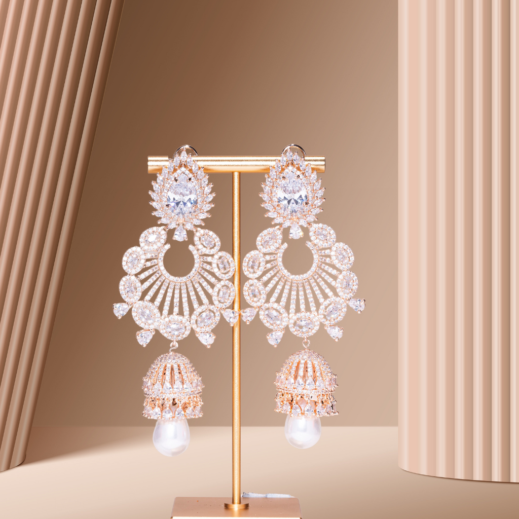 Alara Statement Indian Jewelry Earrings Rose Gold - Jaipur Rose Modern Luxury Designer Indian Jewelry - Jaipur Rose
