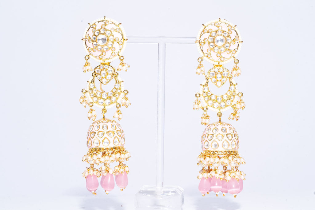 Mythili Pink Designer Meenakari Jhumka Earrings Designer Fashion Indian Jewelry by Jaipur Rose - Jaipur Rose