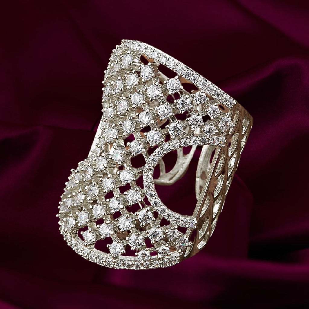 Raquel Lace White Gold Everyday Luxury Ring by Jaipur Rose - Jaipur Rose