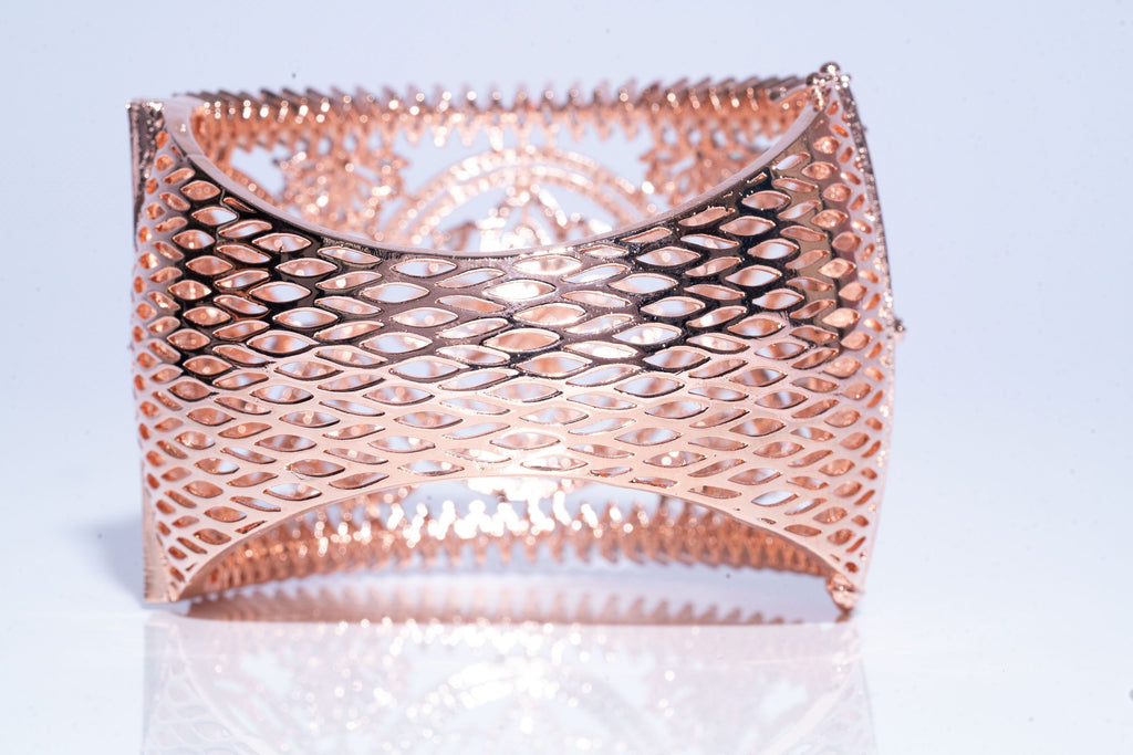 Caprice Statement Cuff Bracelet Rose Gold By Jaipur Rose Designer Indian Jewelry - Jaipur Rose