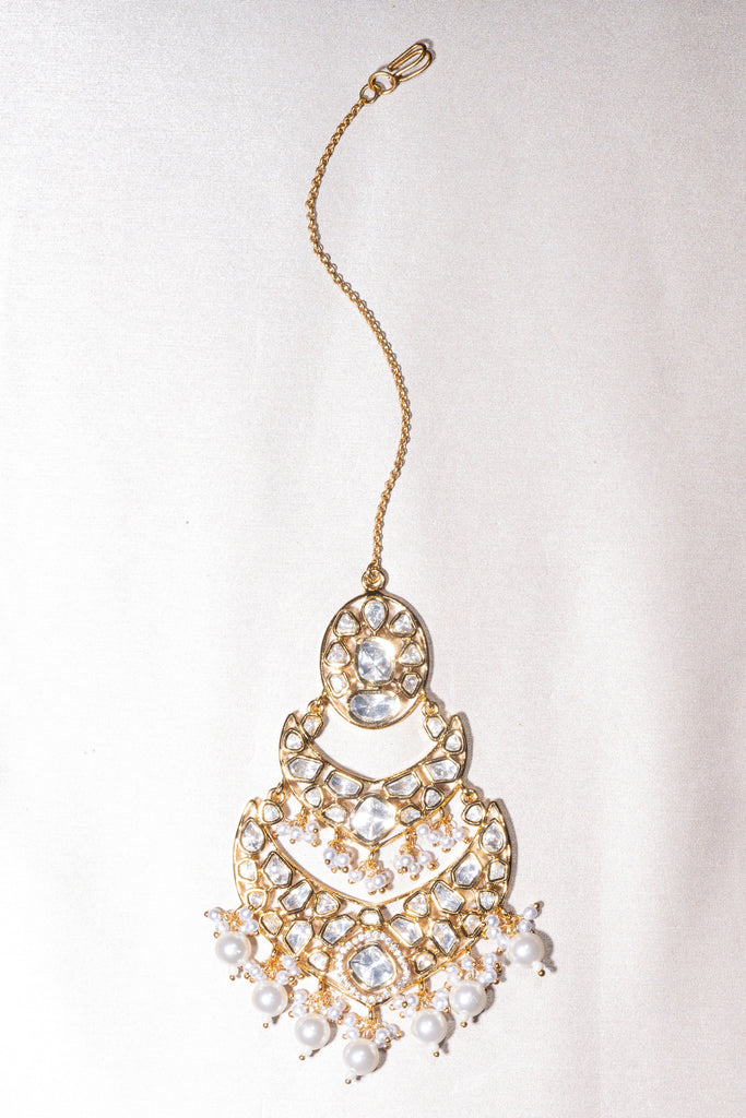 Lavanya Moissanite Yellow Gold Luxury Necklace & Earring Set By Jaipur Rose Luxury Indian Jewelry Online - Jaipur Rose
