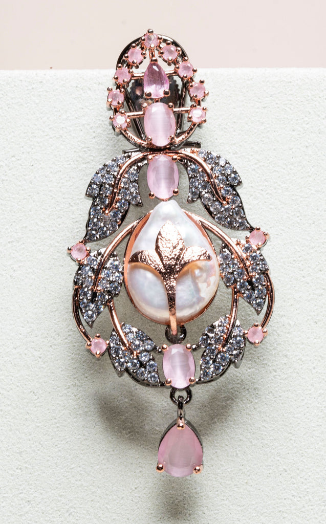 Anoushka Pink Mother of Pearl Necklace & Earring Set By Jaipur Rose Luxury Indian Jewelry Online (Copy) - Jaipur Rose