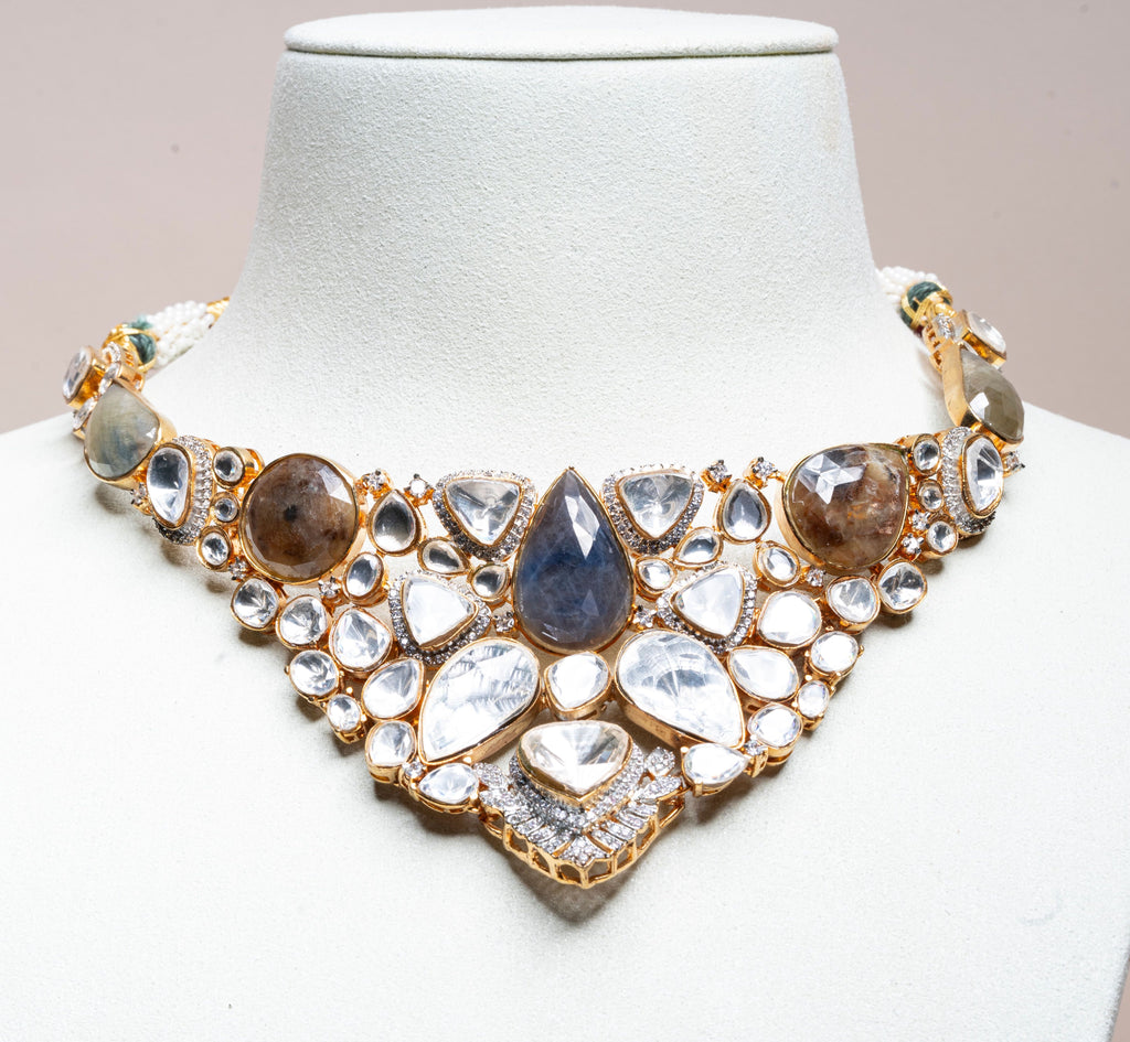 Cindy Semi-Precious Necklace & Earring Set By Jaipur Rose Luxury Indian Jewelry Online - Jaipur Rose