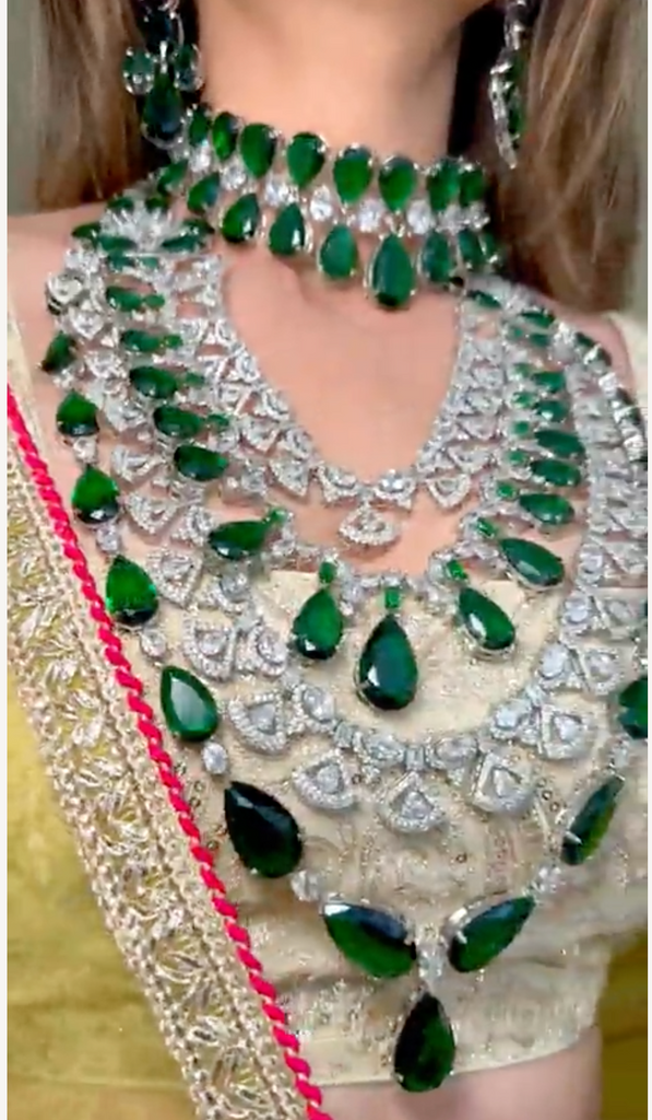 Nikkita Crystal & Emerald Necklace & Earring Set By Jaipur Rose Luxury Indian Jewelry Online (Copy) - Jaipur Rose