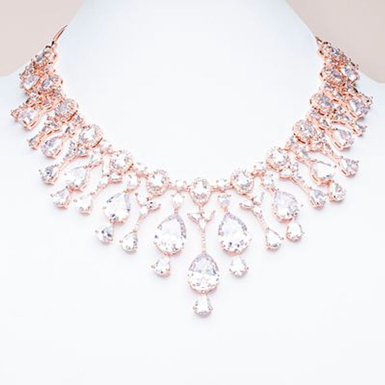 Falna Rose Gold Luxury Necklace & Earring Set By Jaipur Rose Luxury Indian Jewelry Online - Jaipur Rose
