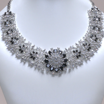 Rani Black Onyx White Gold Luxury Necklace & Earring Set By Jaipur Rose Luxury Indian Jewelry Online (Copy) (Copy) - Jaipur Rose
