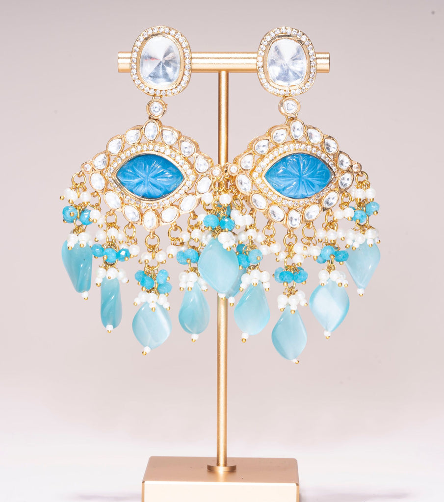 Tisca Statement Indian Jewelry Earrings - Jaipur Rose Modern Luxury Designer Indian Jewelry - Jaipur Rose