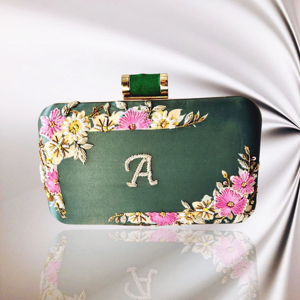 Custom Designer Handbag - Green Floral - Jaipur Rose
