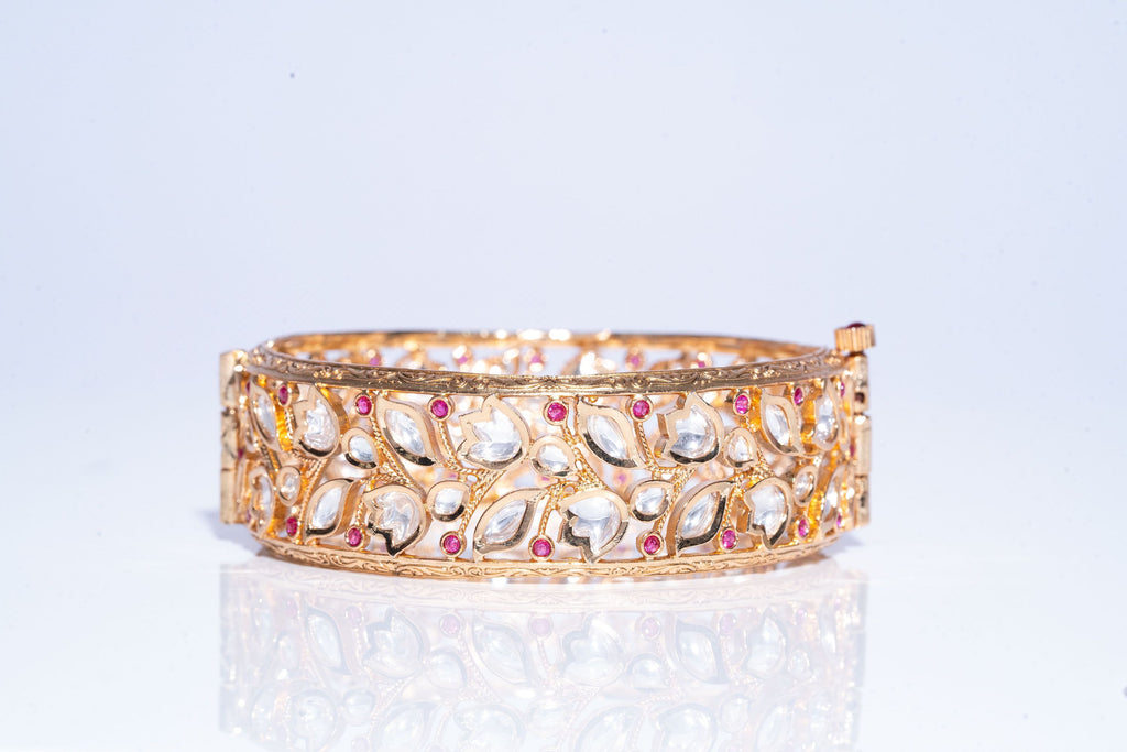 Kumasi Set Of 2  Bracelets Ruby Red Yellow Gold By Jaipur Rose Designer Indian Jewelry - Jaipur Rose