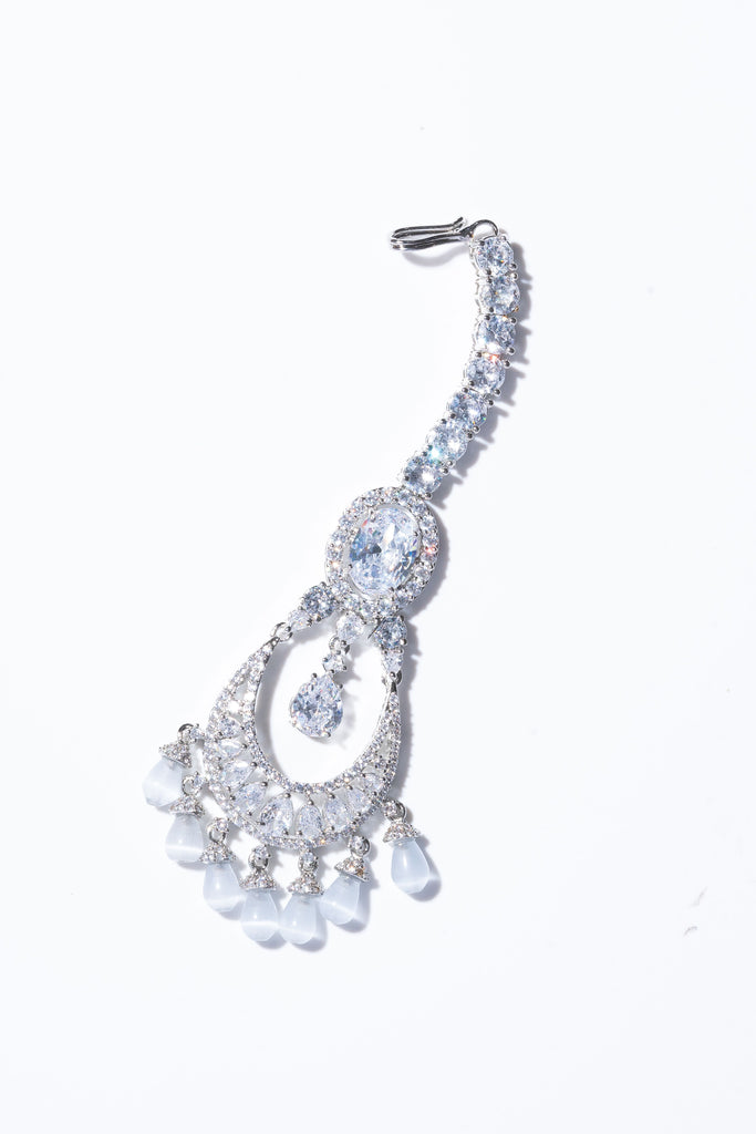 Shivanne White Gold Designer Necklace & Earring Set by Jaipur Rose Designer Indian Jewelry - Jaipur Rose