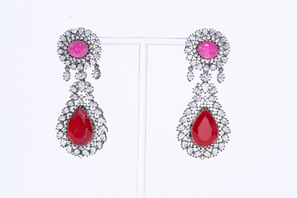Mai Ruby Doublet Moissanite Designer Earrings Designer Fashion Indian Jewelry by Jaipur Rose - Jaipur Rose