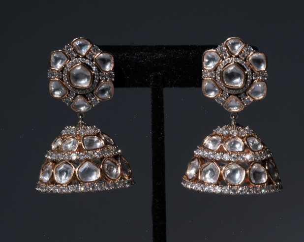 Kalyani Rose Gold Designer Kundan Necklace & Earring Set by Jaipur Rose Designer Indian Jewelry - Jaipur Rose