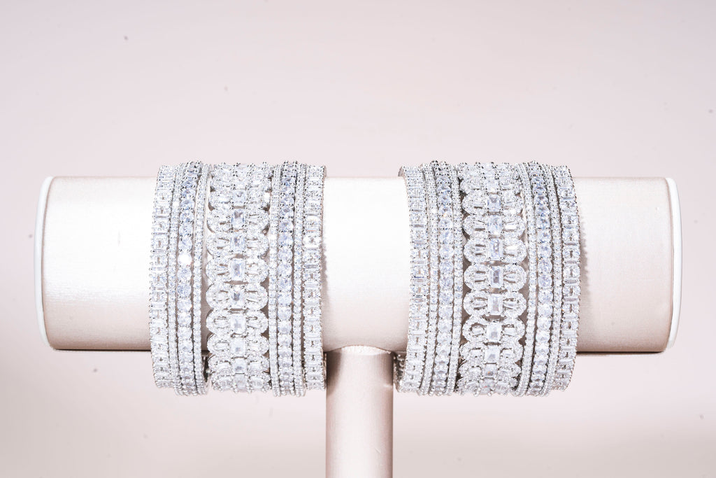 Safa White Gold Luxury Bridal Bangle Set By Jaipur Rose - Jaipur Rose