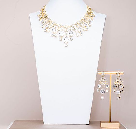Falna Yellow Gold Luxury Necklace & Earring Set By Jaipur Rose Luxury Indian Jewelry Onli - Jaipur Rose