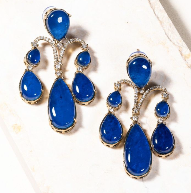 navy blue turkish earrings doublet indian jewelry 