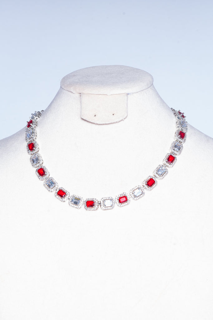 Paola Ruby Red Designer Necklace & Earring Set by Jaipur Rose Designer Indian Jewelry - Jaipur Rose