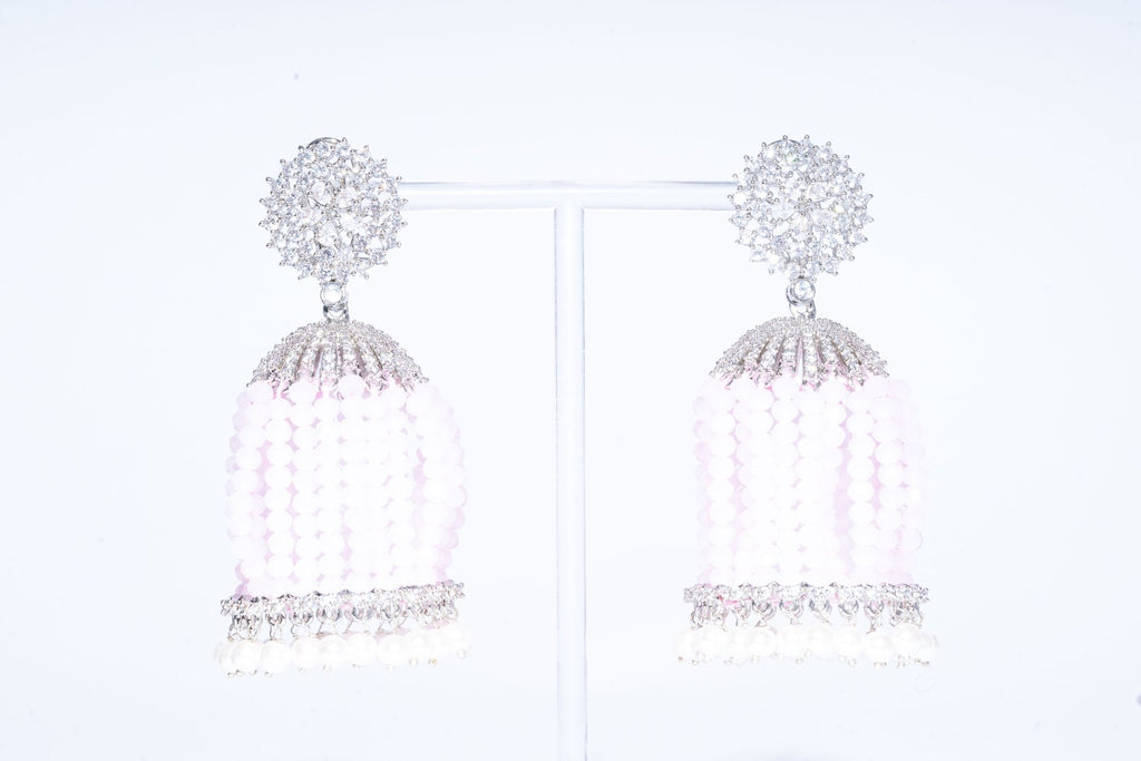 Bipasha Pink Luxury Runway Jhumka Earrings by Jaipur Rose Luxury Designer Jewelry - Jaipur Rose