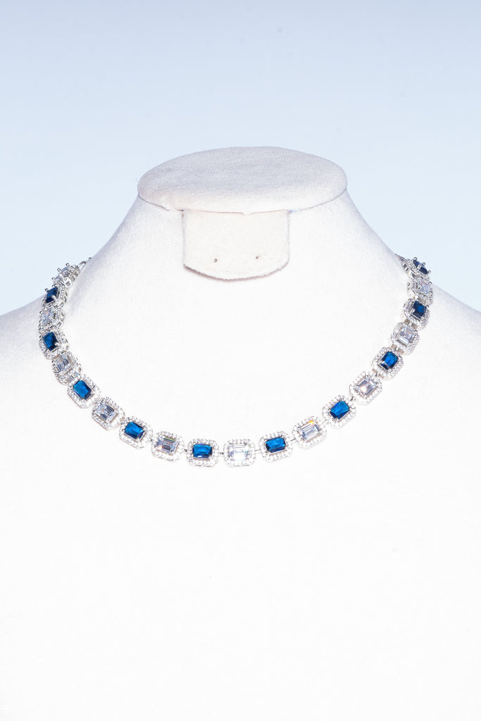 Paola Sapphire Blue Designer Necklace & Earring Set by Jaipur Rose Designer Indian Jewelry - Jaipur Rose