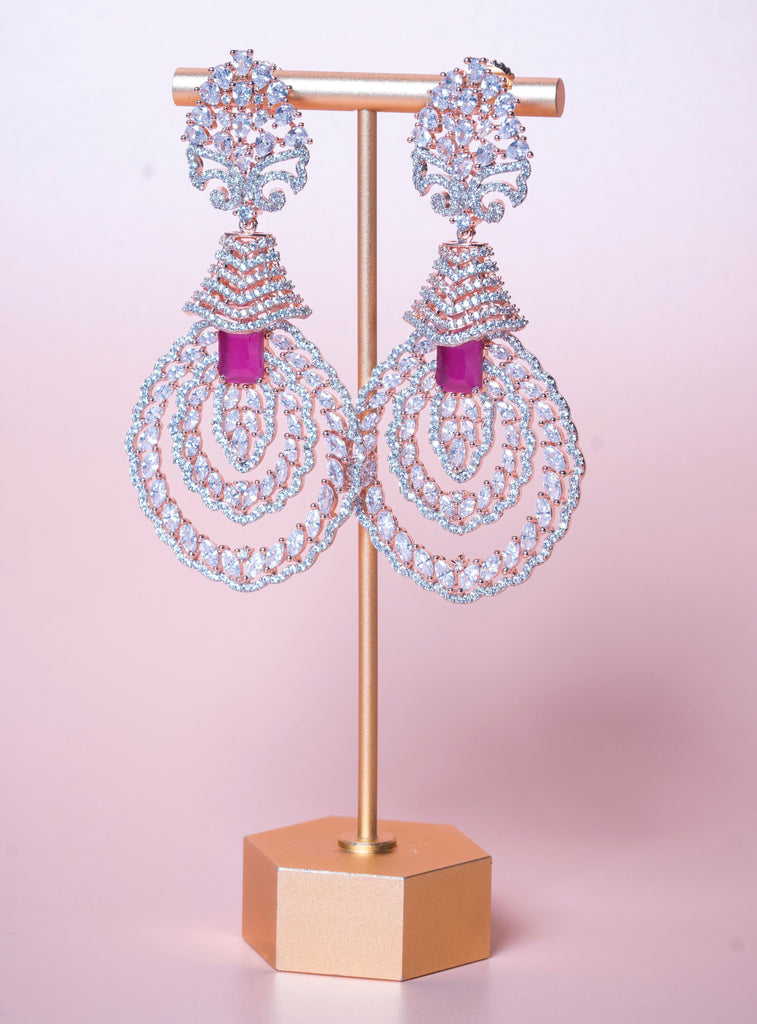 Fairuz Statement Earrings Ruby Red Rose Gold By Jaipur Rose Luxury Indian Jewelry Online - Jaipur Rose