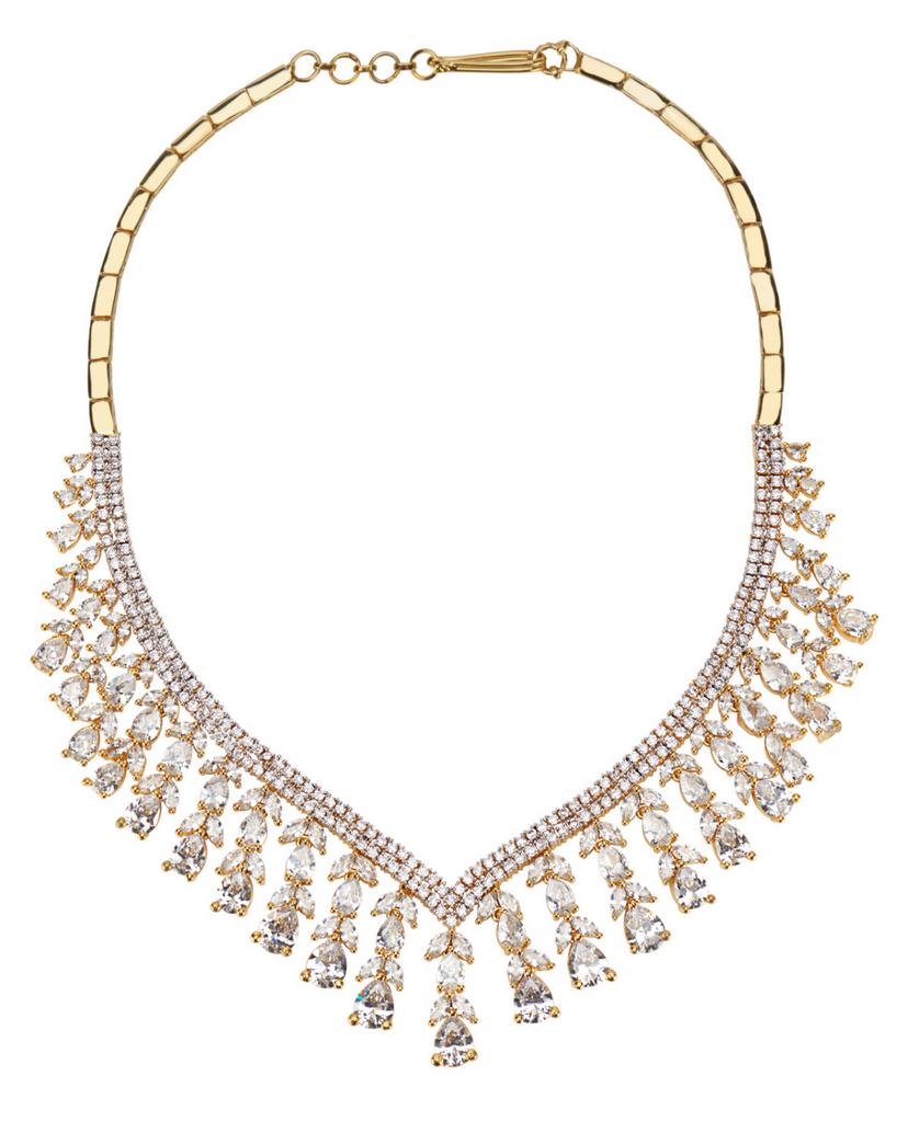 
Dare to be dramatic with our Amala Chandelier Necklace and Earring set, the ultimate statement piece for any luxury jewelry collection. Its exquisite design and flaJaipur RoseJaipur RoseNecklace and Earring SetAmala Chandelier Statement Necklace Set Designer Gold Plated Fashion J
