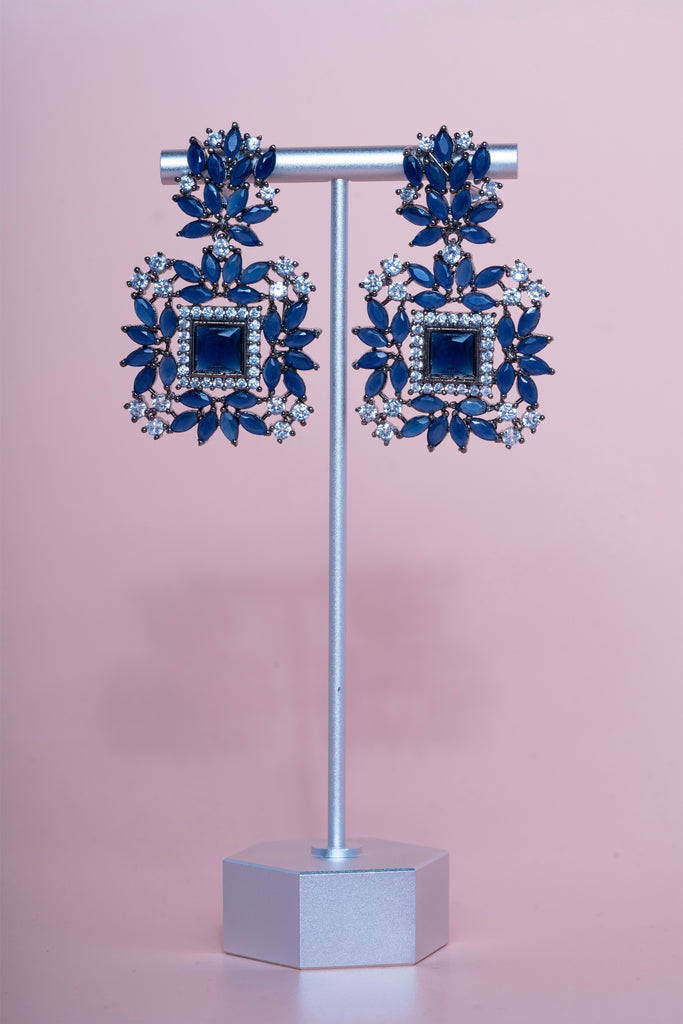 Samira Navy Blue Designer Statement Earrings By Jaipur Rose Jewelry - Jaipur Rose