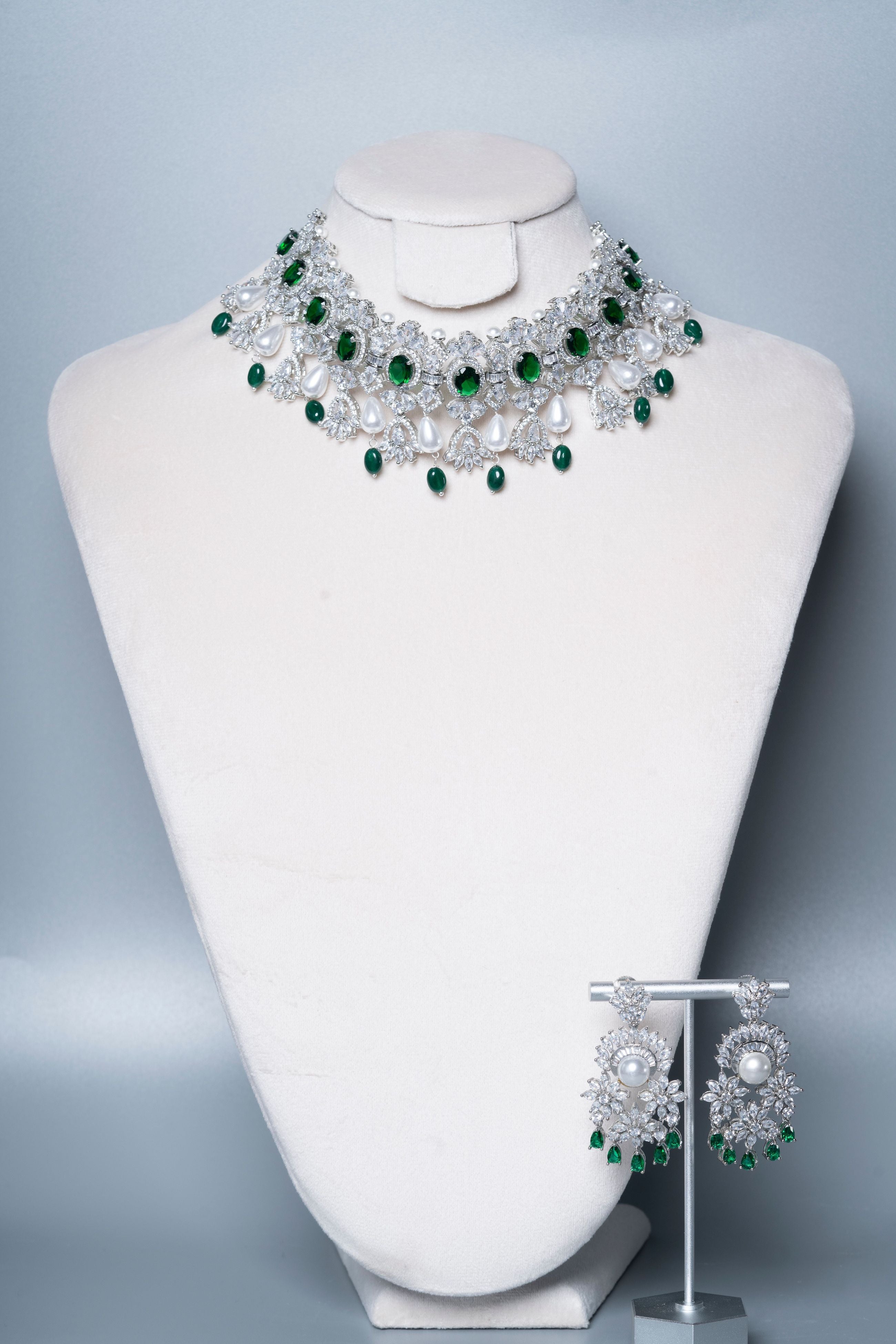 Jaipur Rose Aarani Pearl Crystal Necklace & Earring Set