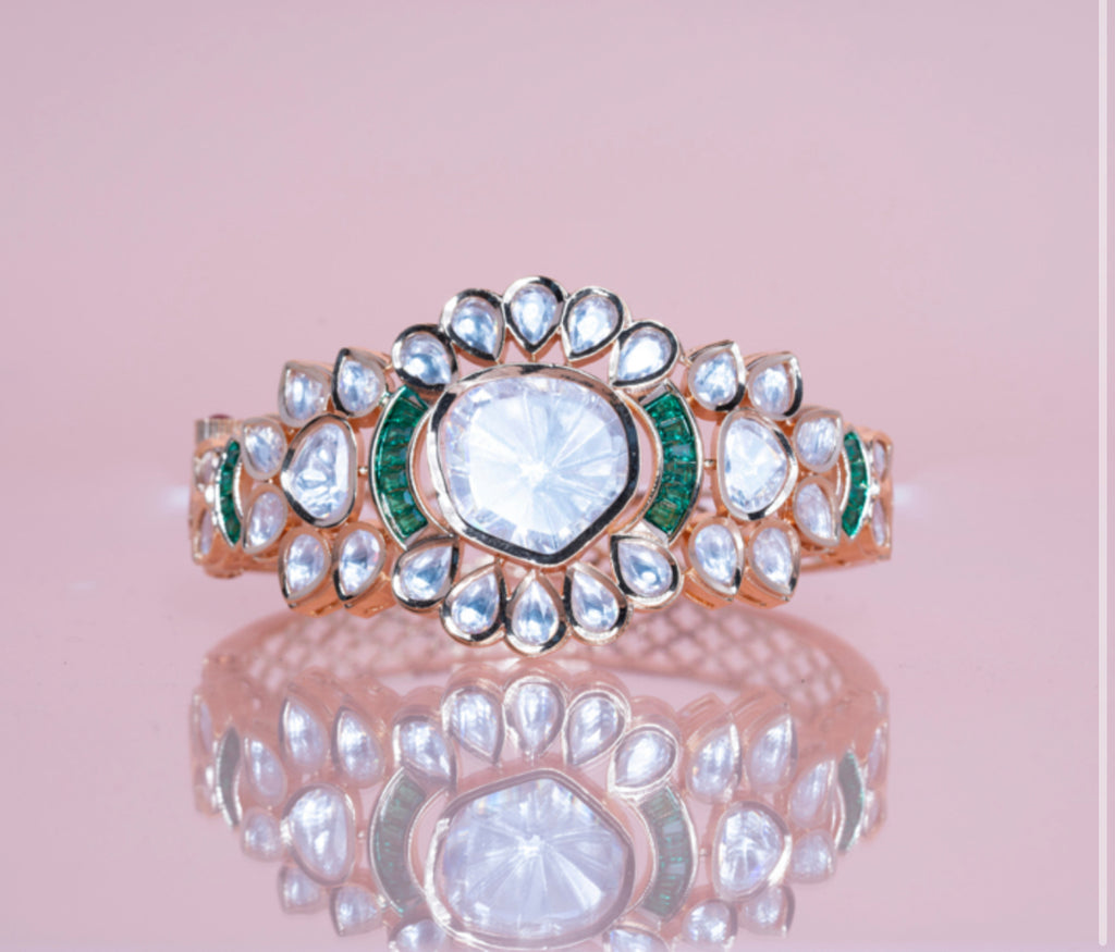 Rumi Statement Cuff In Emerald By Jaipur Rose - Jaipur Rose