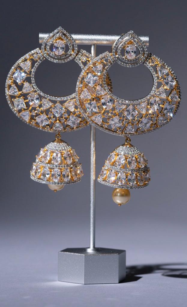 Devi Statement Designer Indian Earrings- Yellow Gold Plated Luxury Indian Jewelry - Jaipur Rose - Jaipur Rose