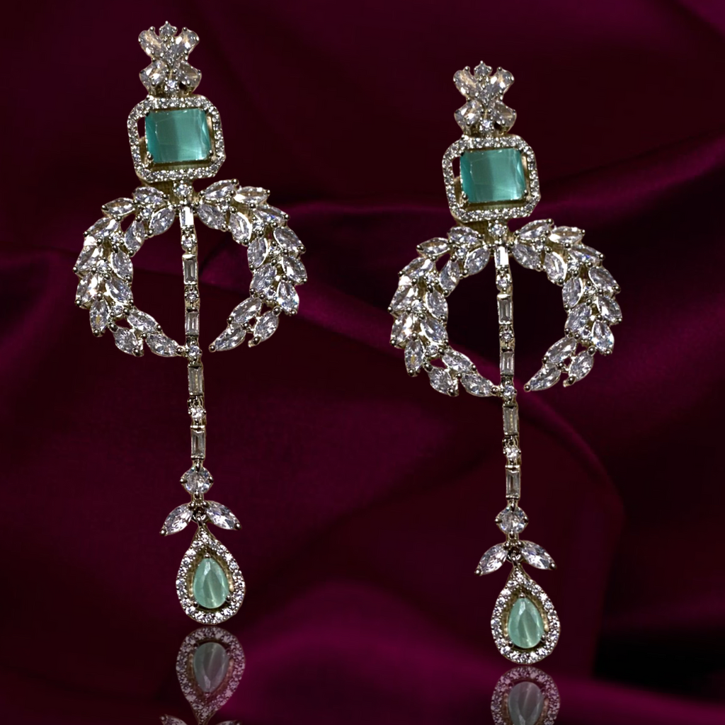 Clarissa Mint Designer Chandelier Earrings By Jaipur Rose - Jaipur Rose