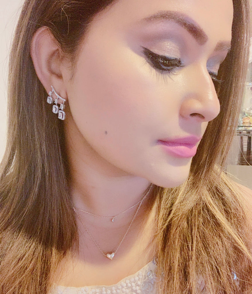 Jaipur Rose Bella Earrings White Gold by Jaipur Rose Luxury Indian Designer Jewelry - Jaipur Rose