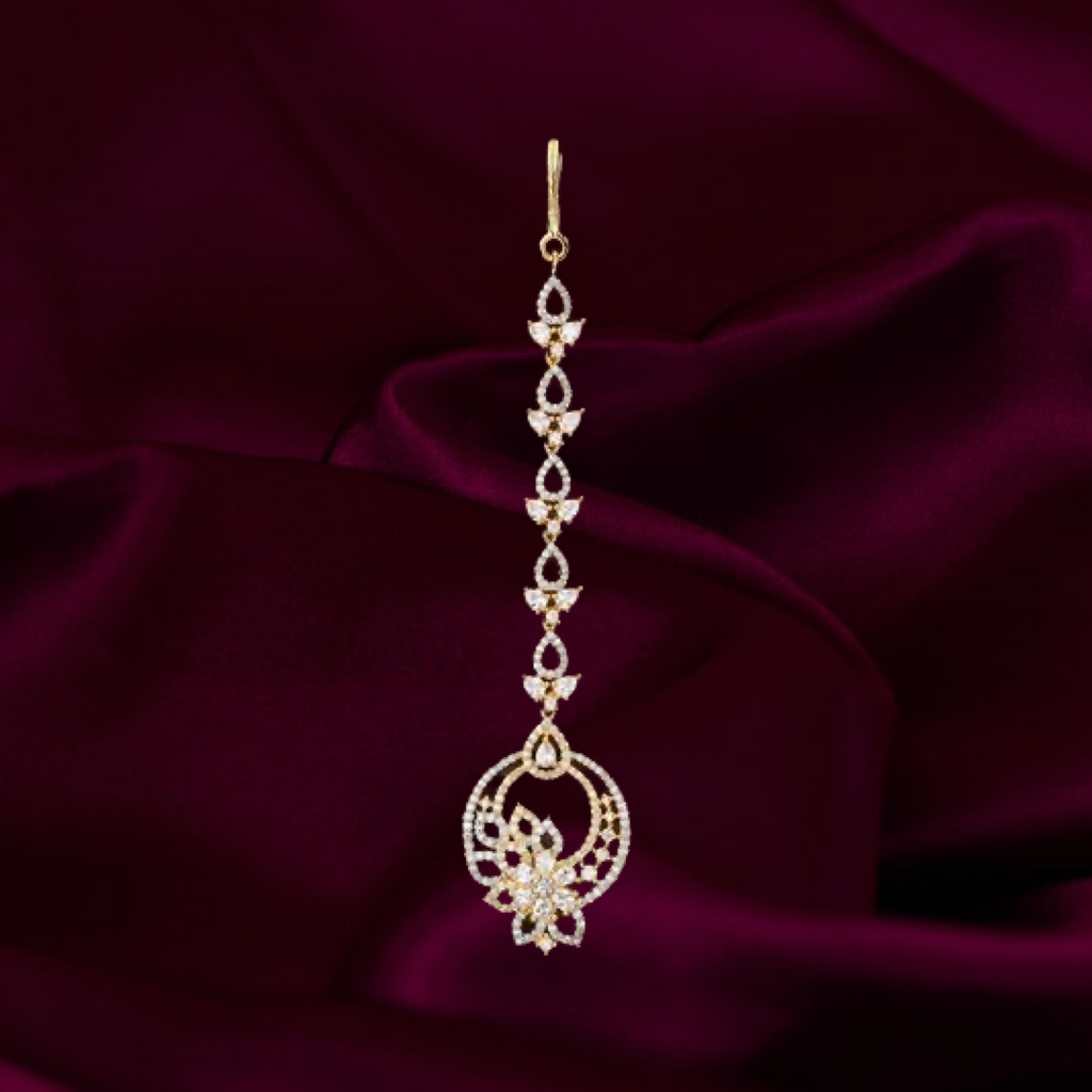 Elena Yellow Gold Modern Indian Tikka by Jaipur Rose Designer Indian Jewelry - Jaipur Rose