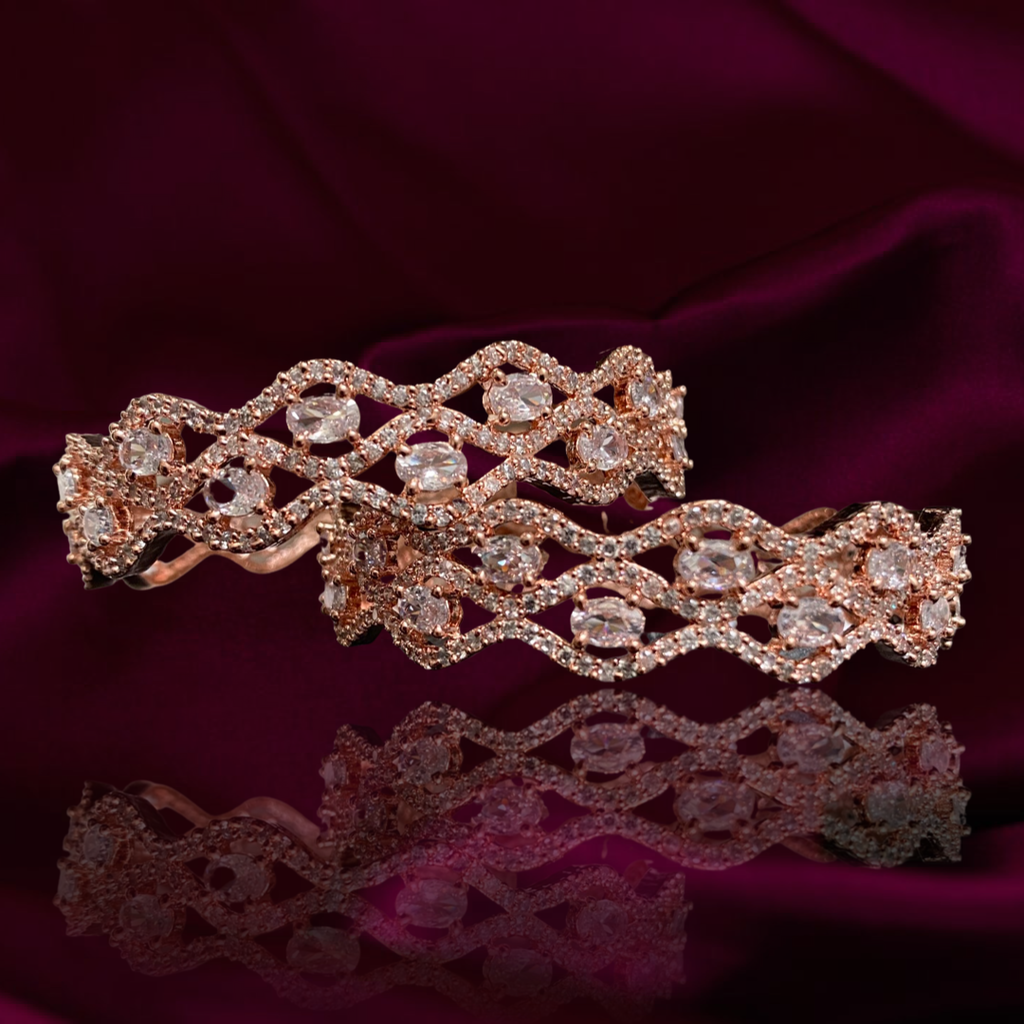 Rasia Rose Gold Bangles Bracelets Set of Two By Jaipur Rose - Jaipur Rose