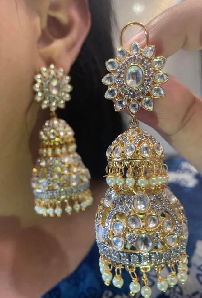 Ampika Jhumka Designer Indian Earrings - Jaipur Rose