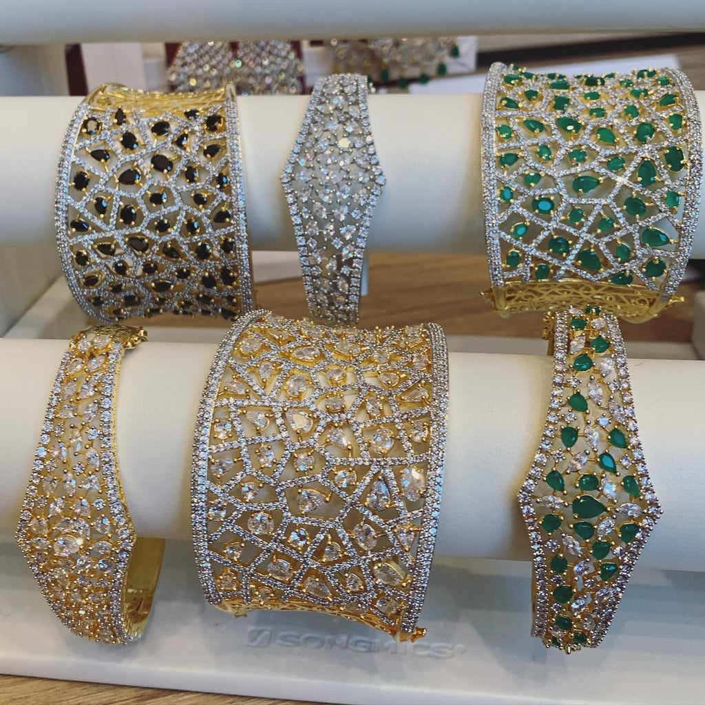 Jhanvi Statement Cuff In Emerald By Jaipur Rose - Jaipur Rose