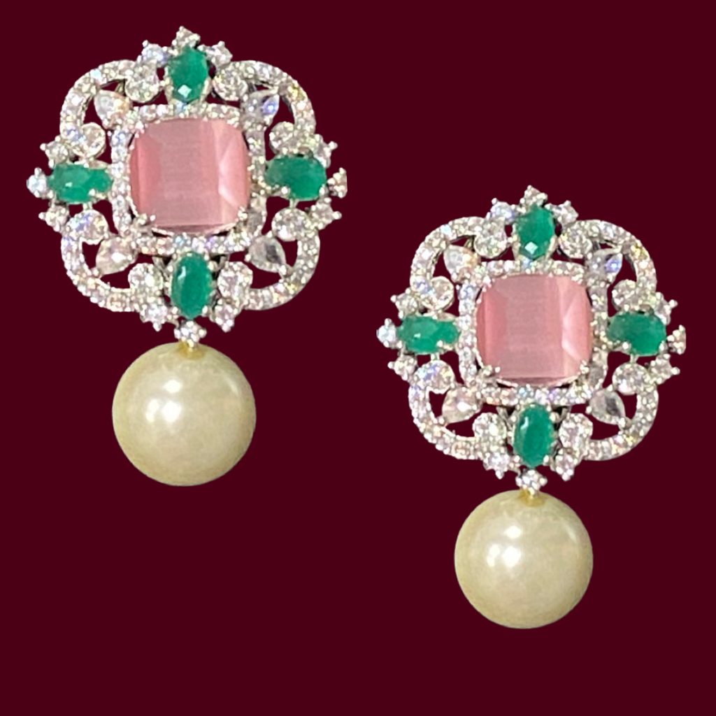 Meline Statement Pearl Earrings- Jaipur Rose Gold Plated Luxury Designer Indian Jewelry - Jaipur Rose