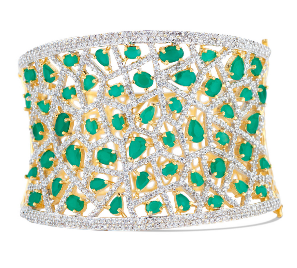 Jhanvi Statement Cuff In Emerald By Jaipur Rose - Jaipur Rose
