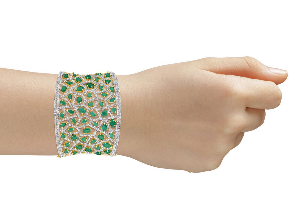Jhanvi Statement Cuff In Emerald By Jaipur Rose - Jaipur Rose